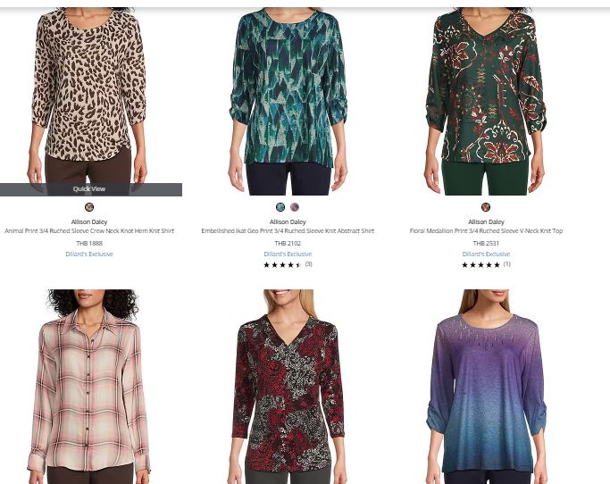 FF04383 เสื้อผ้ามือสอง ลายทางสีฟ้า Allison daley อก 44 นิ้ว