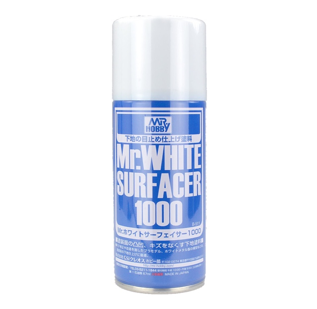 สีสเปรย์รองพื้นโมเดลมิสเตอร์ฮอบบี้ B511 Mr.White Surfacer 1000 Spray (สีขาว)