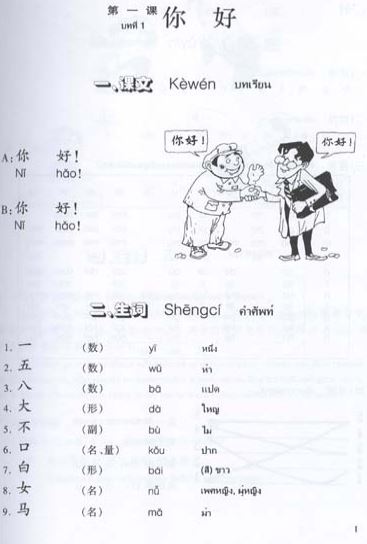 แบบเรียนภาษาจีน Hanyu Jiaocheng เล่ม 1 (ฉบับแปลภาษาไทย) 汉语教程泰文注释本1 Hanyu Jiaocheng (Thai Edition)Textbook Volume 1