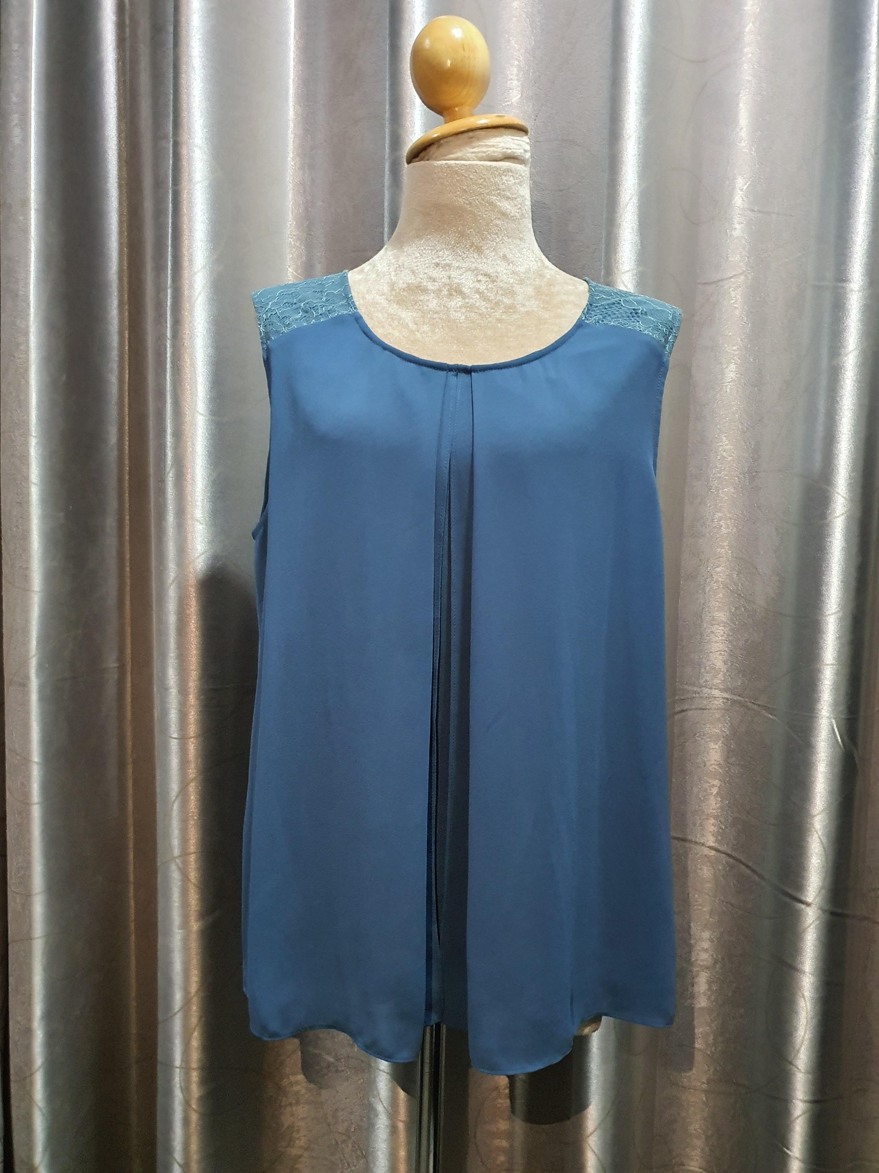FF02069 เสื้อผ้ามือสอง ชีฟอง สีฟ้า g2000 อก 40 นิ้ว.