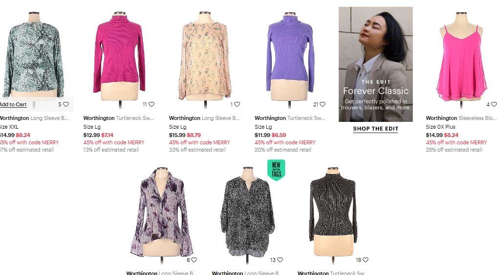 FF03202 เสื้อมือสอง แบรนด์ WORTHINGTON อก free 42-48 นิ้ว