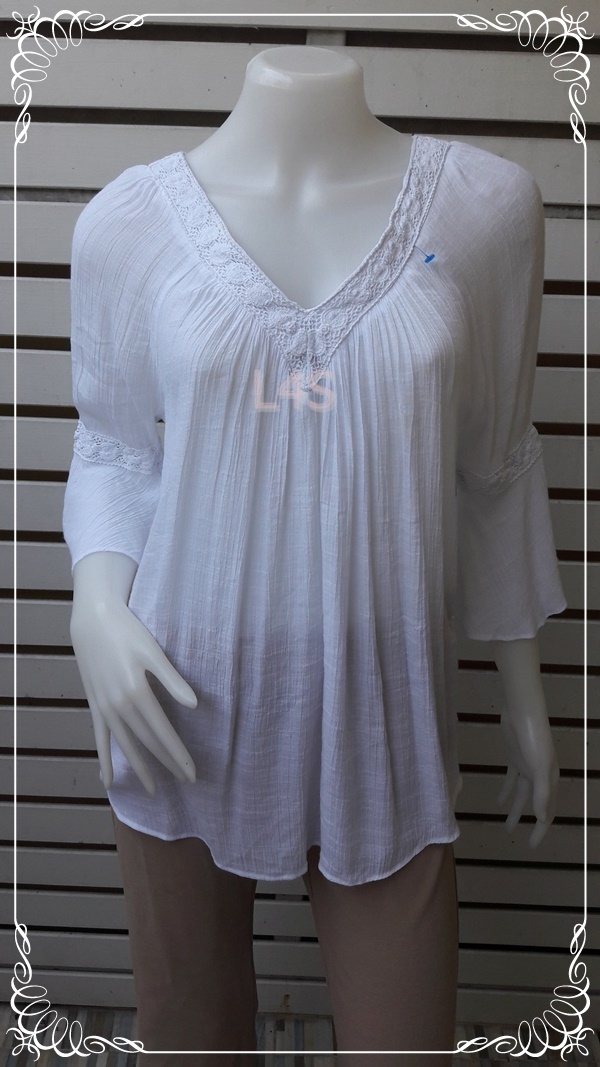 FF06094 เสื้อมือสอง สีขาว มือสอง IZ BYER อก free-40 นิ้ว