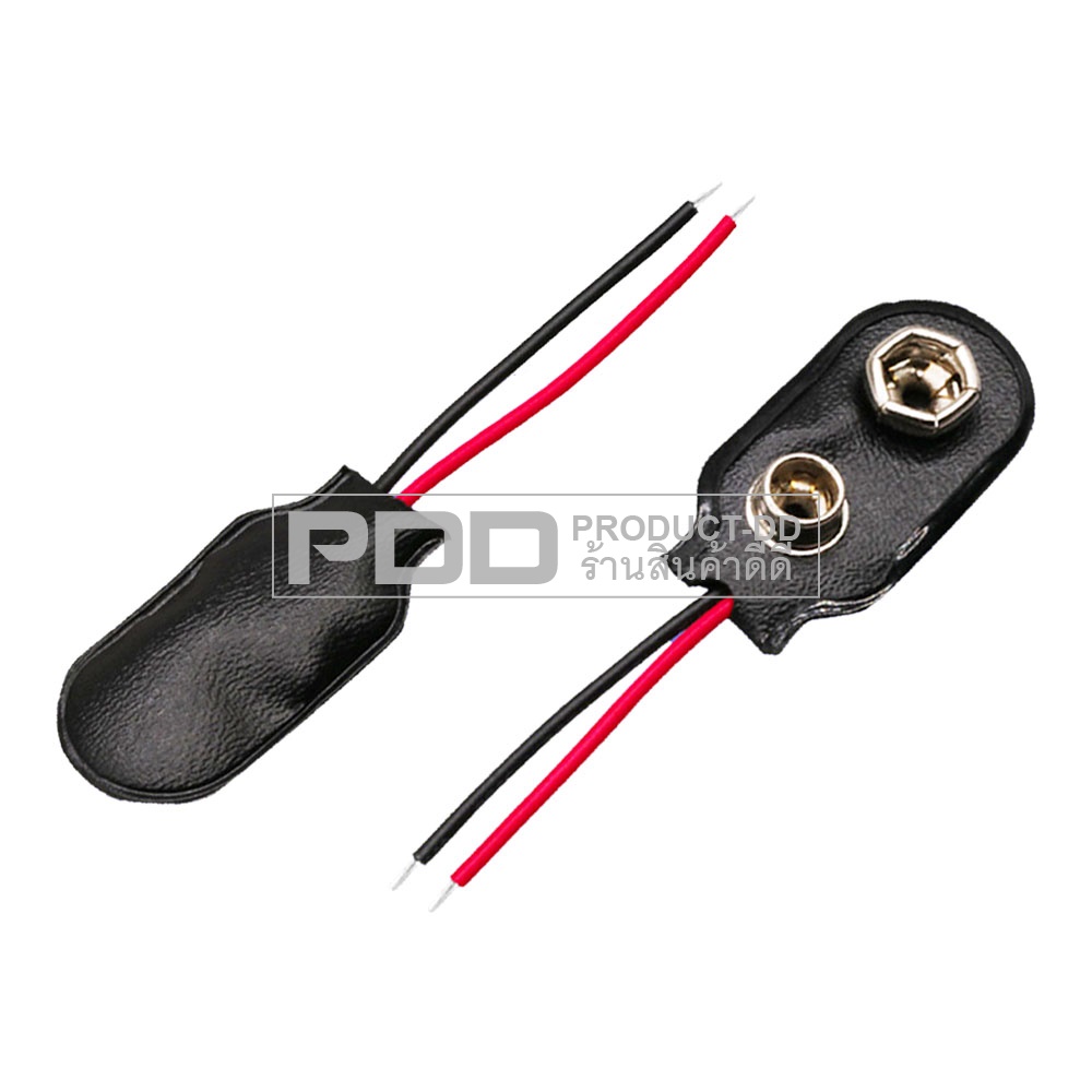 ขั้วถ่าน 9V แบบกดคลิป สายยาว 15 ซม. 9V Batterry Snap Connector 15 cm. Cord