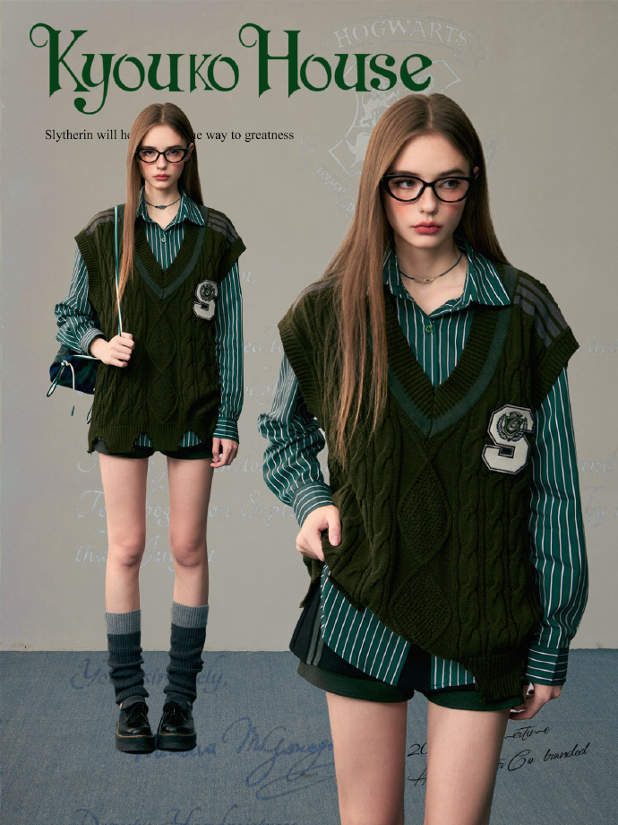 [Pre-Order] Kyouko x Harry Potter เสื้อกั๊ก คอวี ชายริ้ว AW/2024