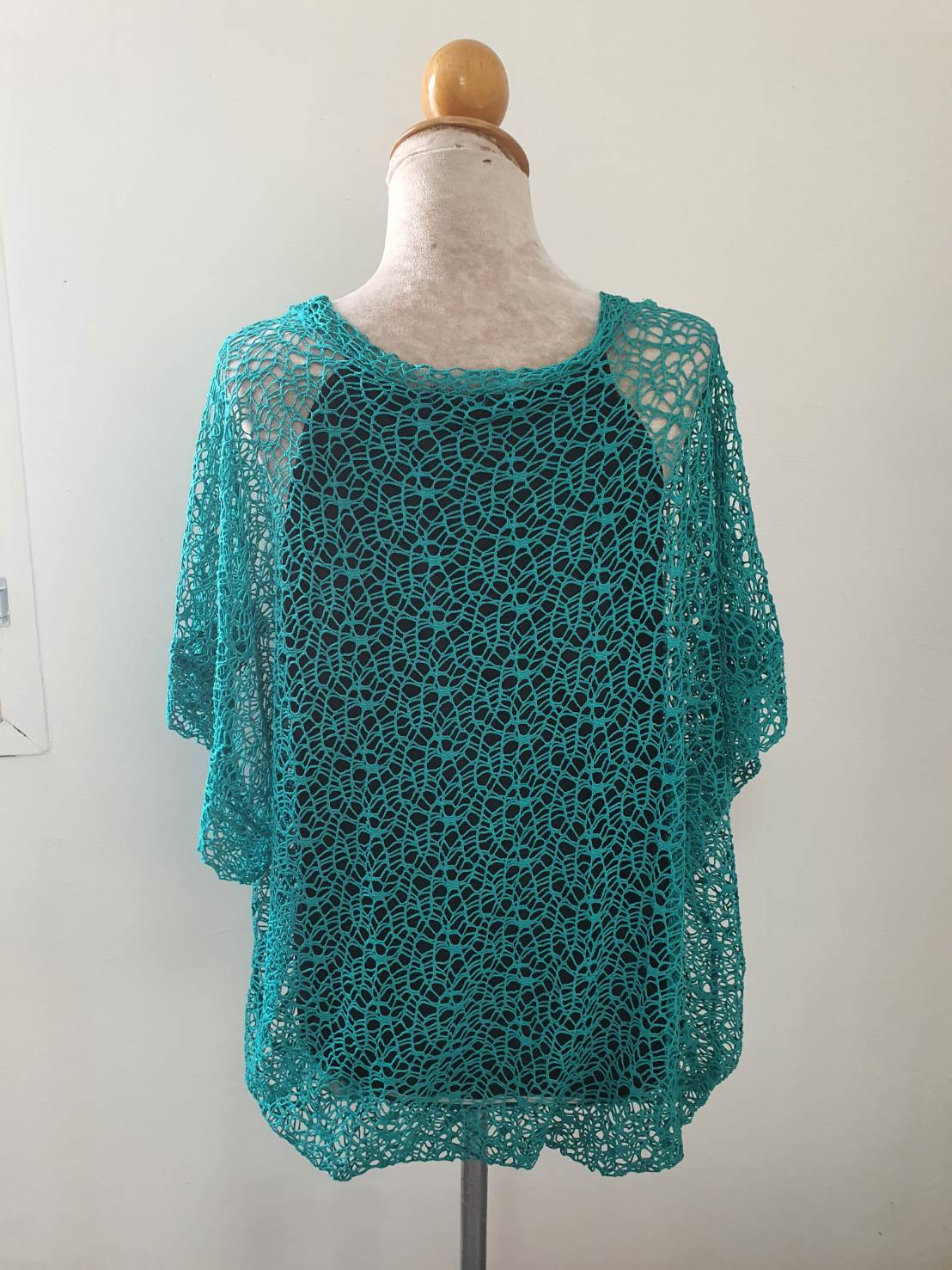 FF06083 เสื้อแฟชั่นตาข่าย สีเขียว สวยๆ อก 40-42 นิ้ว
