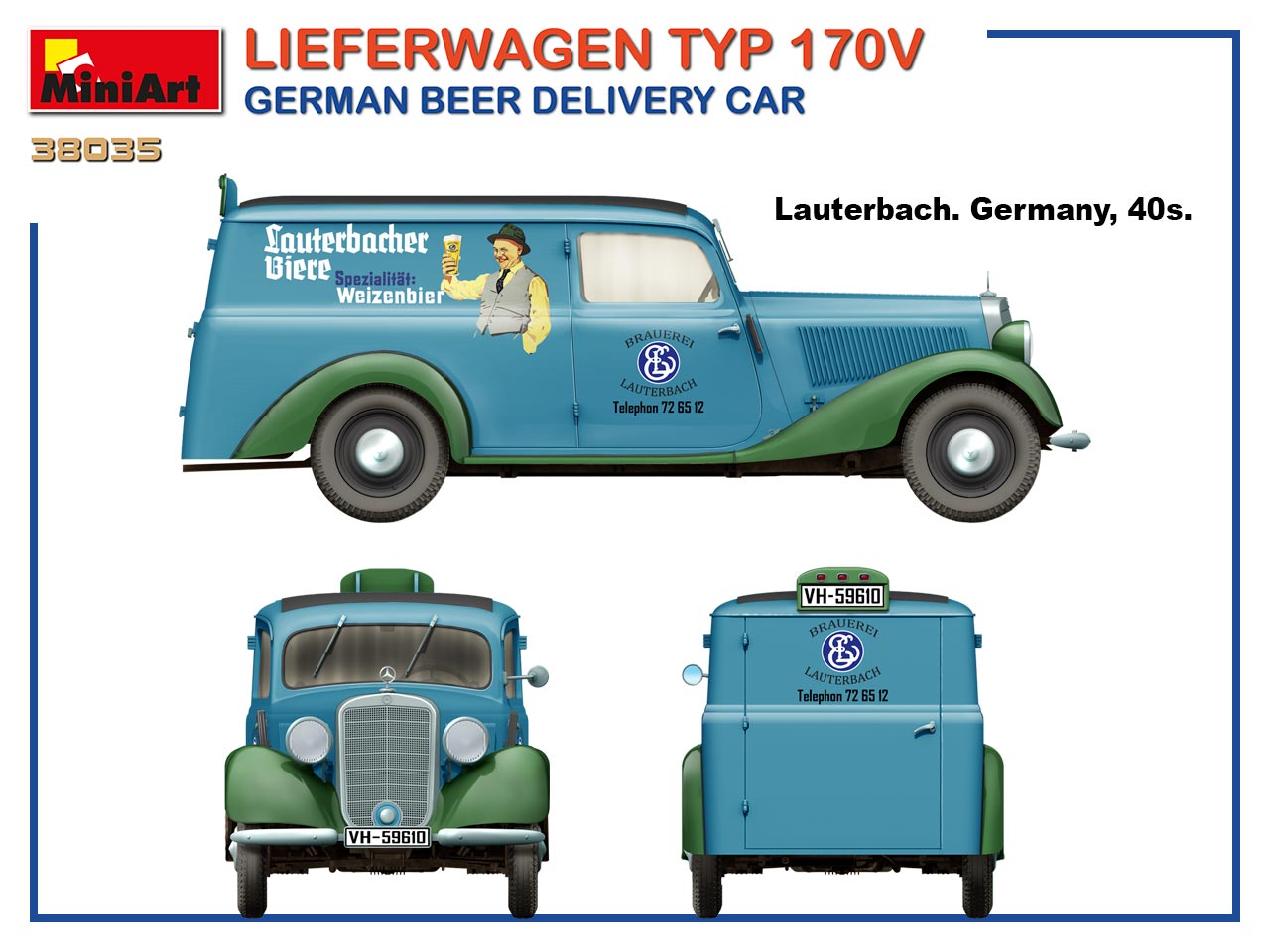 โมเดลรถ MiniArt ขนาด 1/35 MI38035 Lieferwagen Typ 170V German Beer Delivery Car