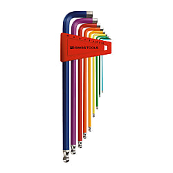 LONG HEX WRENCH WITH BALL SET RAINBOW, PB SWISS TOOLS, 212LH-RBCN