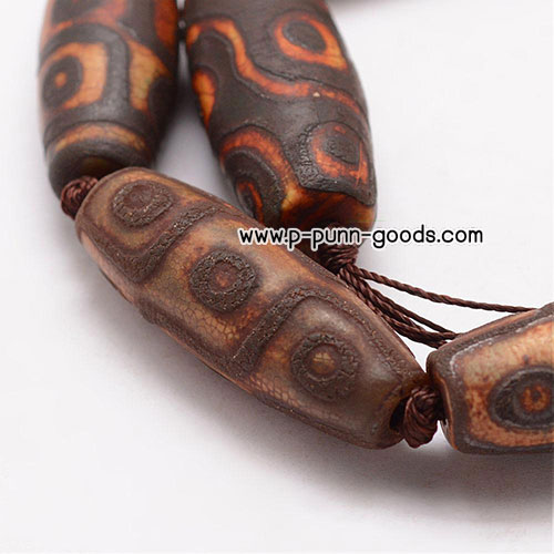 9 Eyes dZi Tibetan Agate 40มม สี Coconut Brown