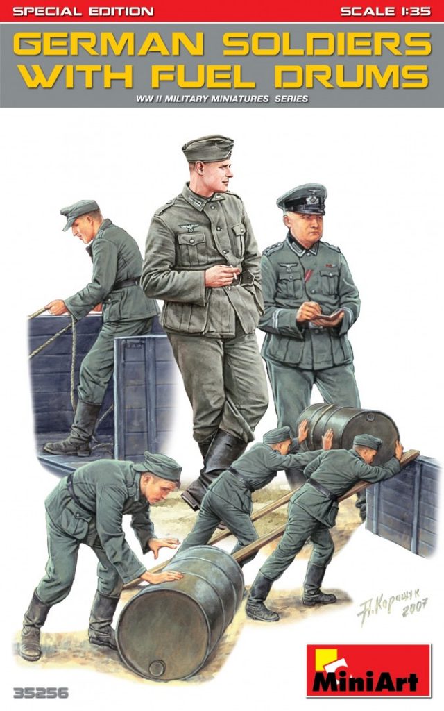 โมเดลฟิกเกอร์ทหาร MiniArt ขนาด 1/35 MI35256 German Soldiers w/Fuel Drums Special Edition