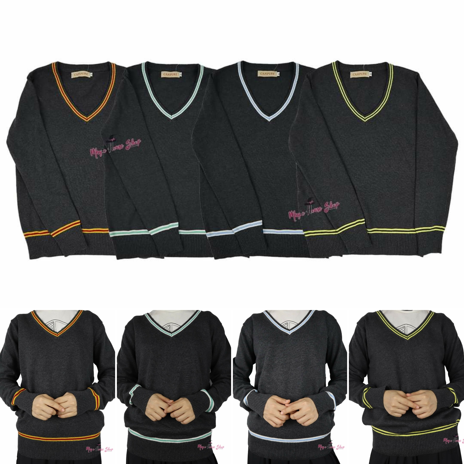เสื้อสเวตเตอร์ไหมพรมแขนยาว แฮร์รี่พอตเตอร์ กริฟฟินดอร์ สลิธีริน เรเวนคลอ ฮัฟเฟิลพัฟ