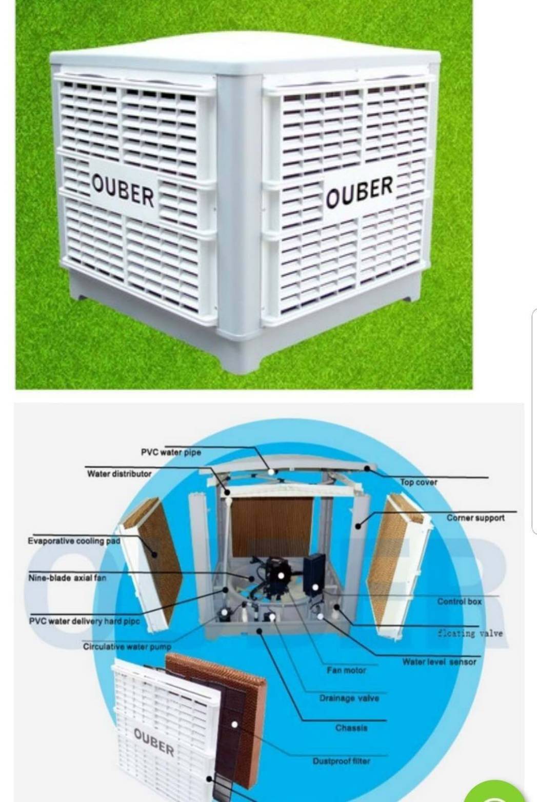 พัดลมouber พัดลมอูเบอร์ แก้ปัญหาความร้อนโรงงาน, ช่วยดับร้อน, ลดความร้อนได้ดี พัดลมouber พัดลม EVAP Evap air cooler evap, evaporative cooling, evaporative