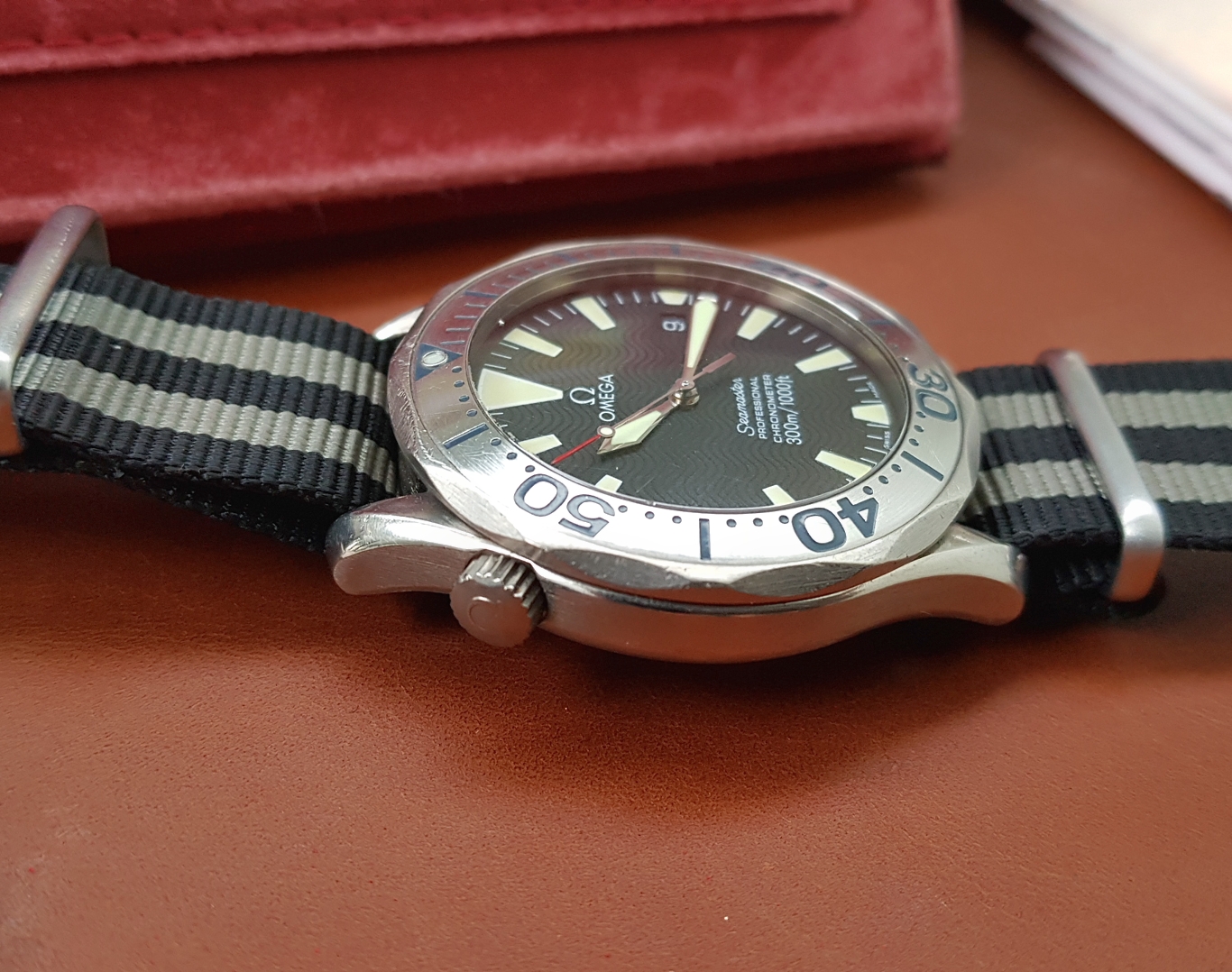 Omega Seamaster Pro 300m เข็มดาบ ตัวเรือน ทำจาก Titanium ขนาดKing Size 41mm ไม่รวมเม็ดมะยม