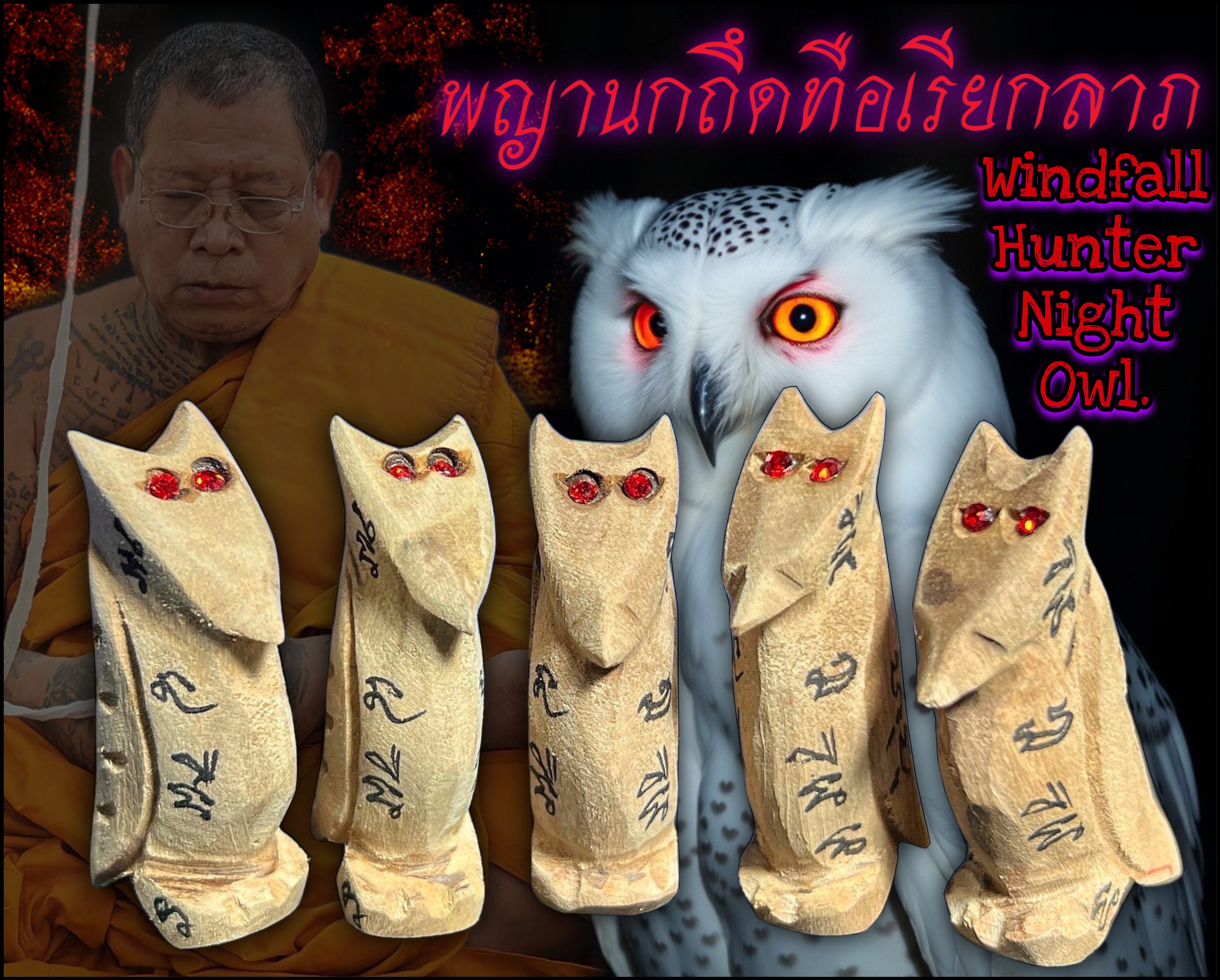 พญานกถึดทือเรียกลาภ Windfall Hunter Night Owl. SKU-03951