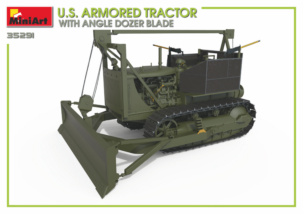 โมเดลรถแทรกเตอร์ทหาร MiniArt ขนาด 1/35 MI35291 U.S. Armored Tractor With Angle Dozer Blade
