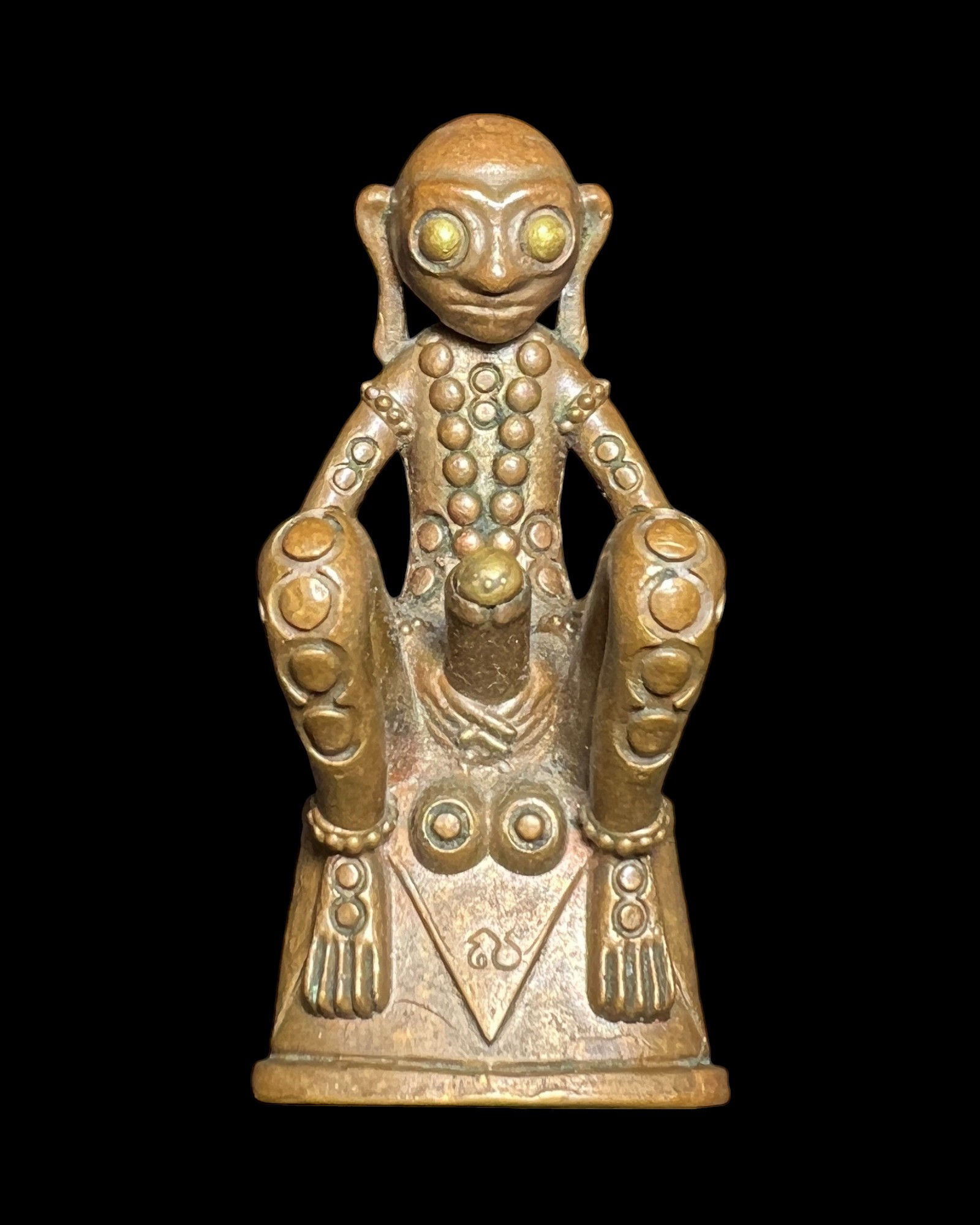 ไอ้งั่งเศียรโล้น (สำริดมงคล,ปัดเงา, สูง 3 นิ้ว) Bald Head Ngang (Golden Bronze,Brushed, Height 3 inches). SKU-03418