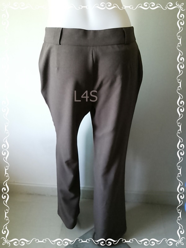 FF06017 กางเกงผ้า มือสอง สีน้ำตาล เอว 30 นิ้ว