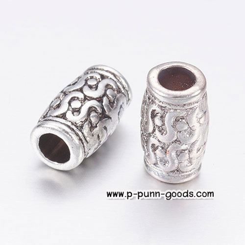 ลูกปัดทรงกระบอก 12x7 มม. สีเงินโบราณ