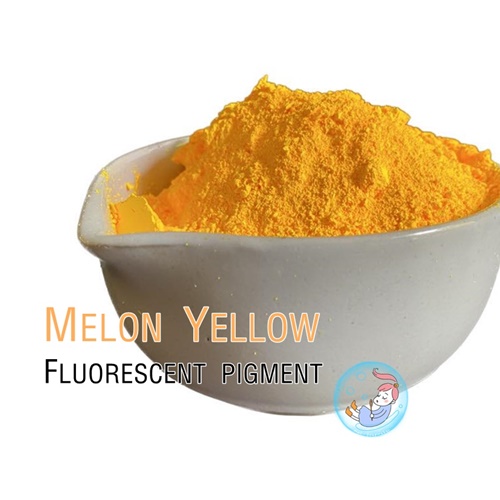Color Yellow : Melon Yellow fluorescent pigment- สี เหลืองเมล่อน เม็ดสีเรืองแสงให้สีสว่างกว่าสีทั่วไป แต่ไม่เรืองแสงในที่มืด
