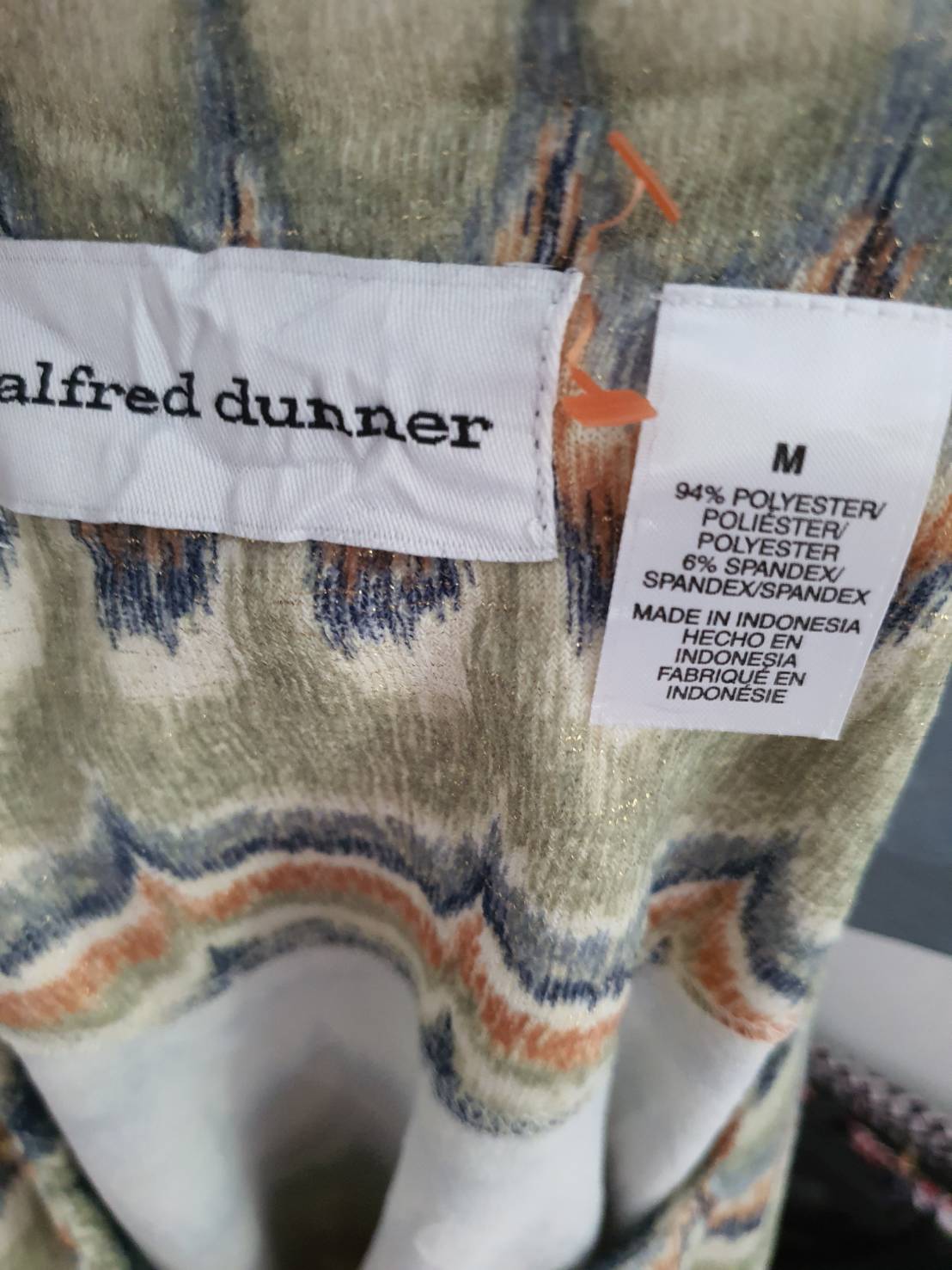 FF05648 เสื้อผ้ามือสอง สีเขียวอ่อนลาย แบรนด์ alfred dunner อก 40-45 นิ้ว