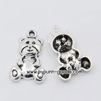 จี้หมีน้อย 25x21 มม.สีเงินโบราณ