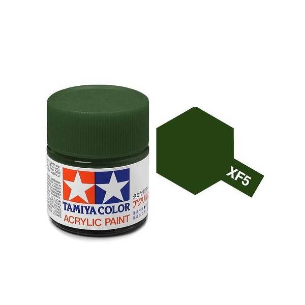 สีทาโมเดลสูตรน้ำอะคริลิกทามิย่า Tamiya Acrylic XF-5 Flat Green (10 ml)