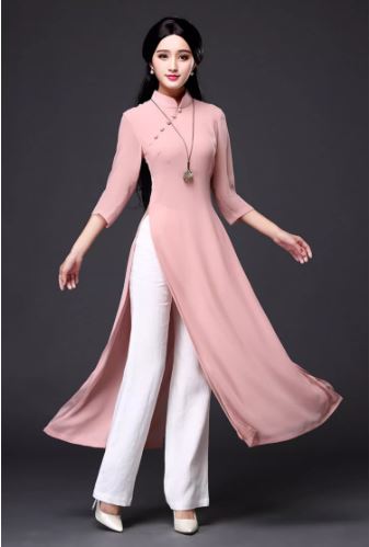 ชุดกี่เพ้าสตรีเวียดนาม อ๊าวส่าย อ๊าวหย่าย áo dài กางเกงขาบาน คอปกต่ำ Sườn xám Việt Nam, quần ống rộng, cổ thấp Vietnamese Women Cheongsam áo dài, Wide-legged Pants, Low Collar