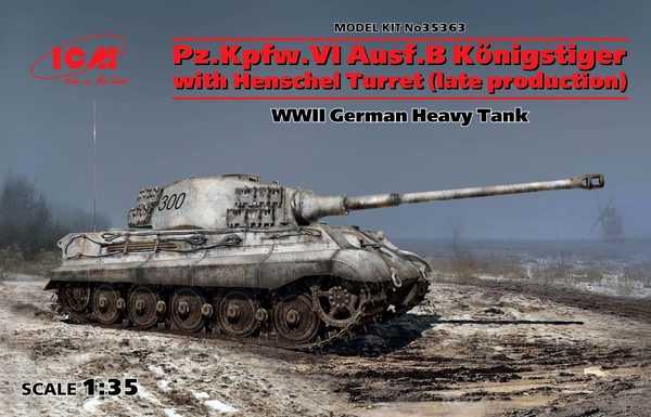 โมเดลรถถัง ICM ขนาด 1/35 ICM35363 Pz.Kpfw.VI Ausf.B Königstiger with Henschel Turret (late production), WWII German Heavy Tank (100% new molds)