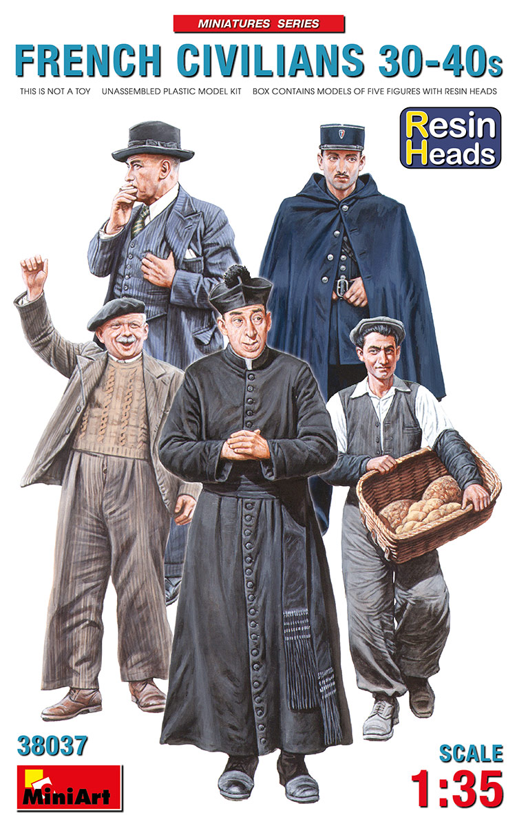 โมเดลฟิกเกอร์ MiniArt ขนาด 1/35 MI38037 French Civilians ’30-’40s. Resin Heads