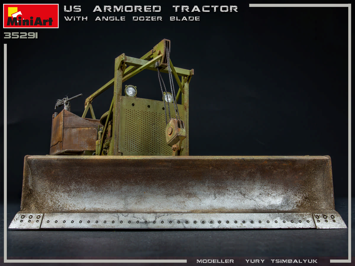 โมเดลรถแทรกเตอร์ทหาร MiniArt ขนาด 1/35 MI35291 U.S. Armored Tractor With Angle Dozer Blade