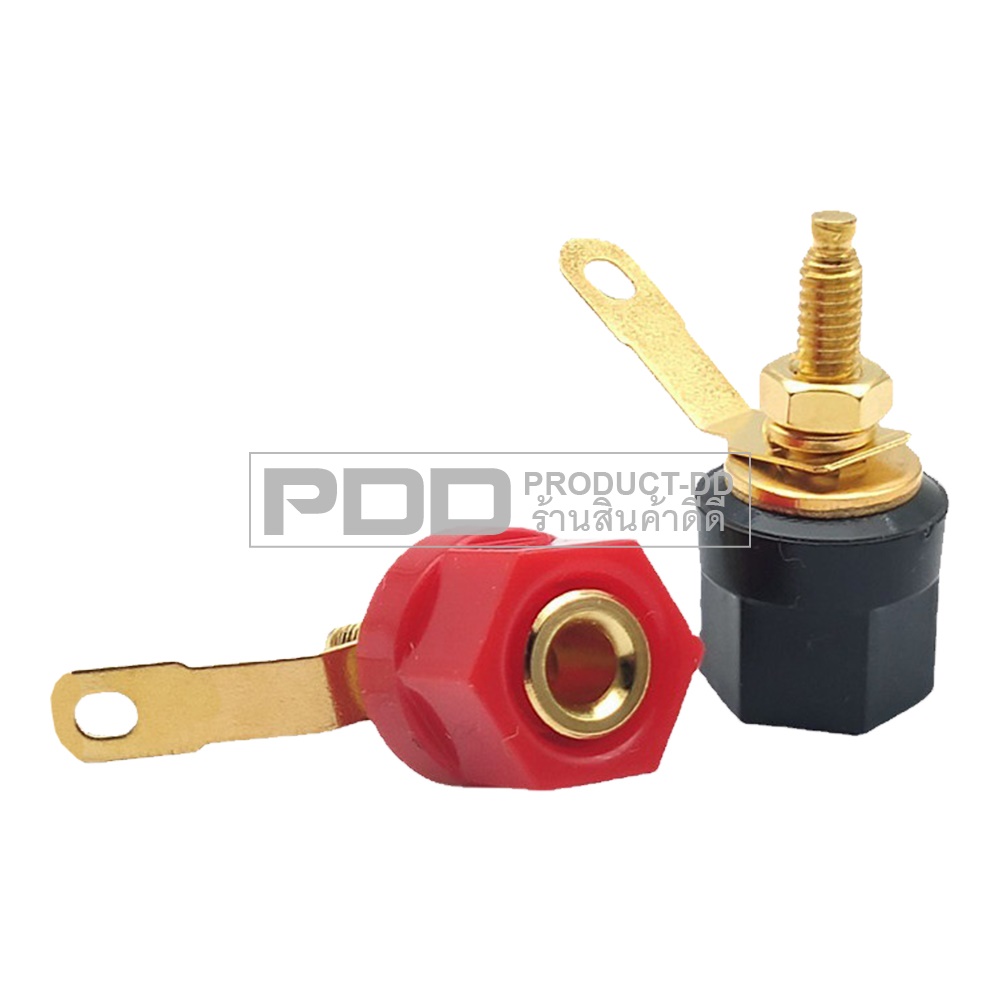 (แพค 1 คู่) บานาน่าแจ๊ค 4 mm ตัวเมียแบบเดี่ยว ขนาด 1.5x3 cm สีดำ-แดง สำหรับยึดแท่น