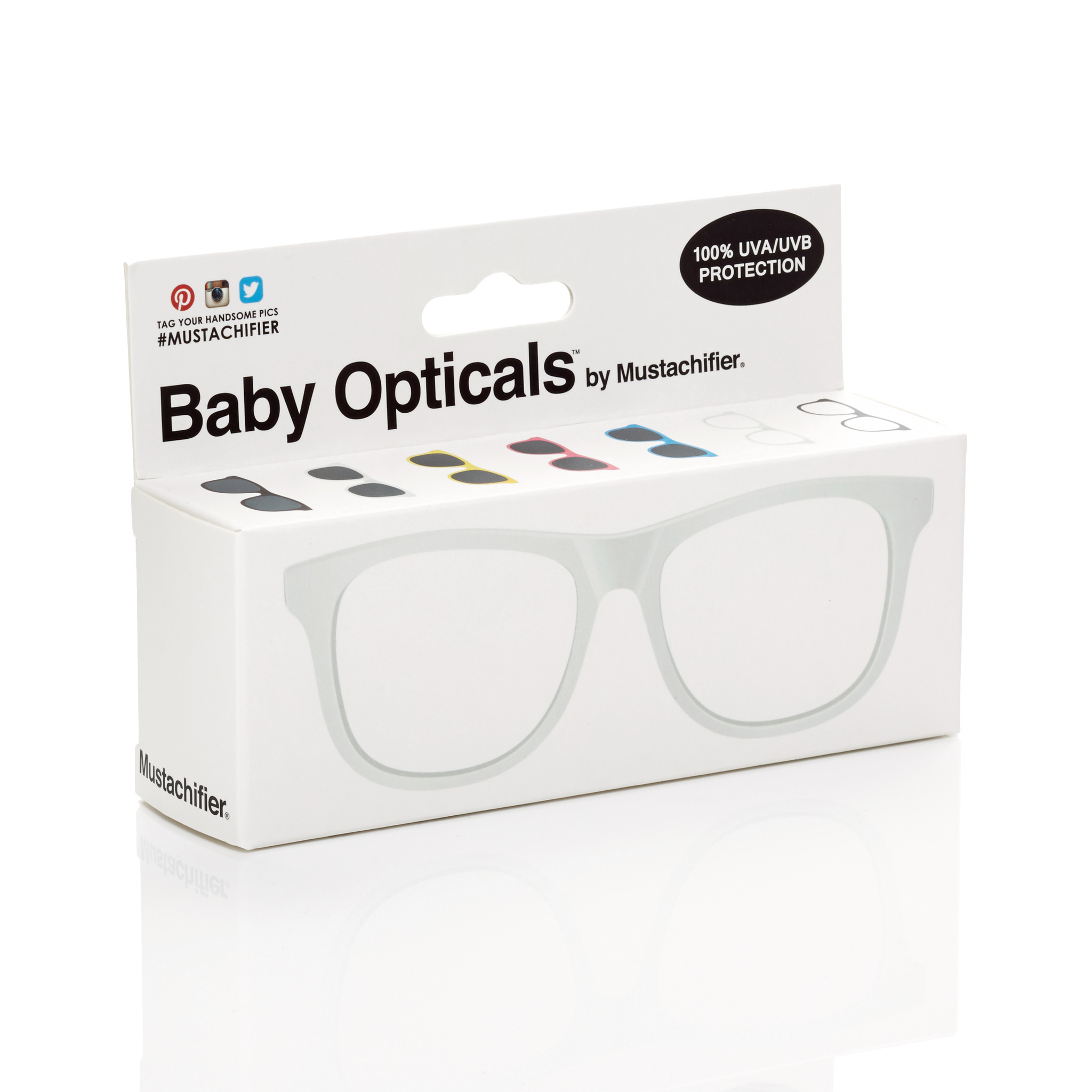 Mustachifier White UV Glasses Age 0-2 แว่นเนิร์ดเด็กสีขาว