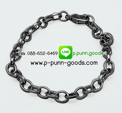 สร้อยข้อมือโซ่ Cross Chain สีดำเมทาลิค พร้อมตะขอก้ามปู