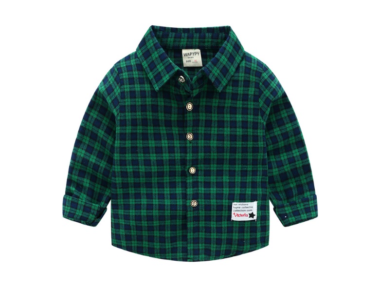 เสื้อเชิ้ตเด็กชาย ลายสก๊อตผ้าฝ้ายเนื้อนิ่มใส่สบาย