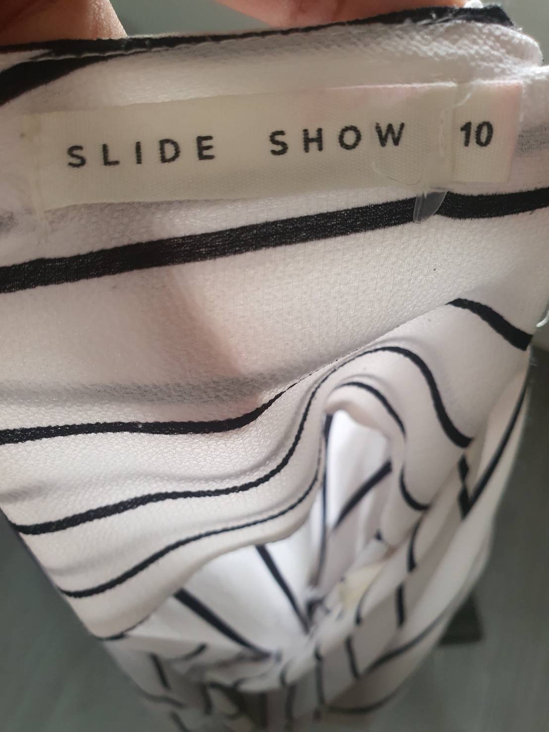 FF06447 เเสื้อแฟชั่นชีฟอง สีขาวลายทาง slide show อก free-40 นิ้ว