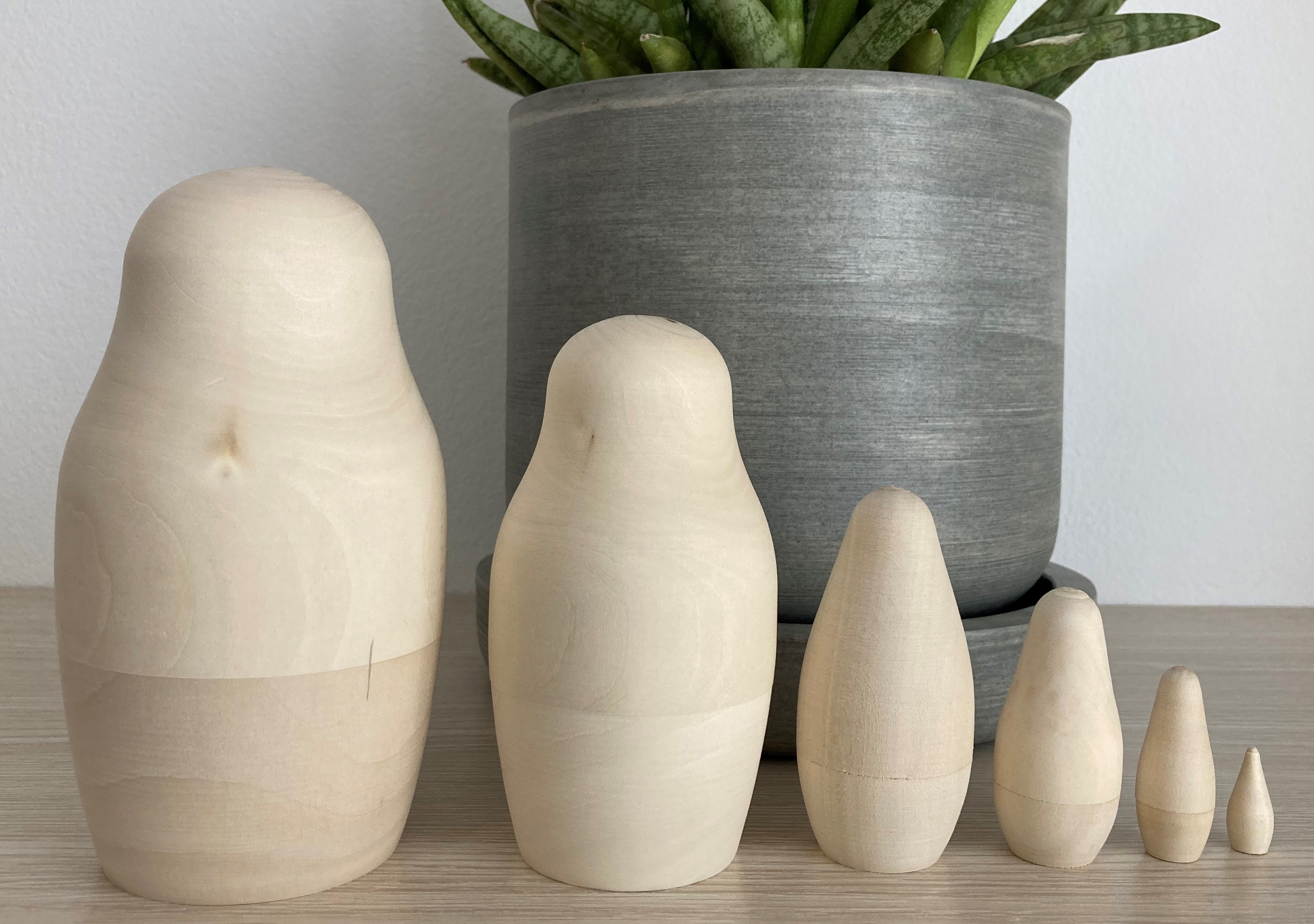 ตุ๊กตาแม่ลูกดกรัสเซีย (Matryoshka) - ชุด 6 ชิ้น ตุ๊กตาแม่ลูกดกขัดผิวเกลี้ยง (Blank Nesting Dolls)