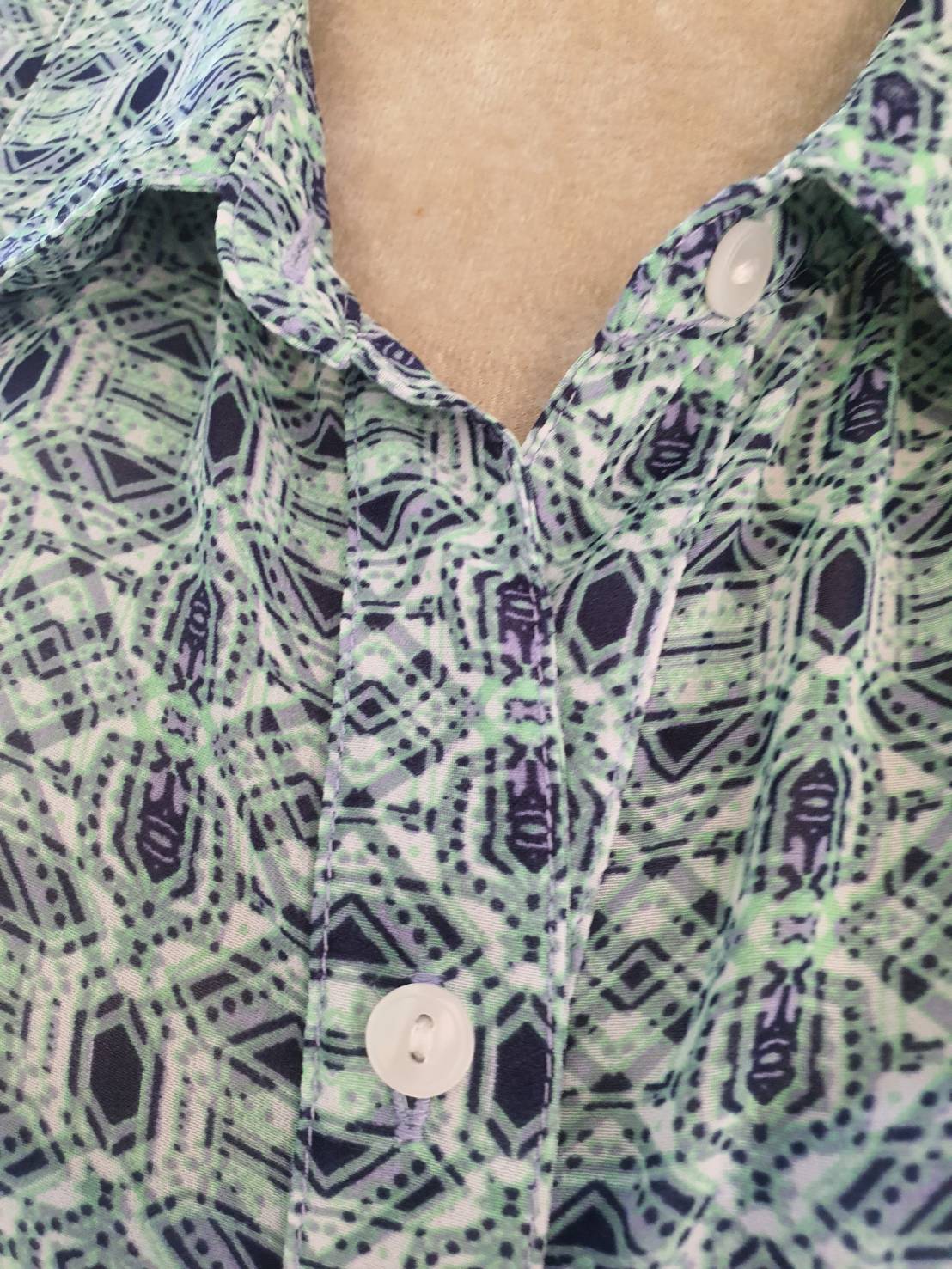 FF05783 เสื้อผ้าชีฟอง มือสอง สีเขียวอ่อน แบรนด์ LIZ Claiborne อก free-46 นิ้ว