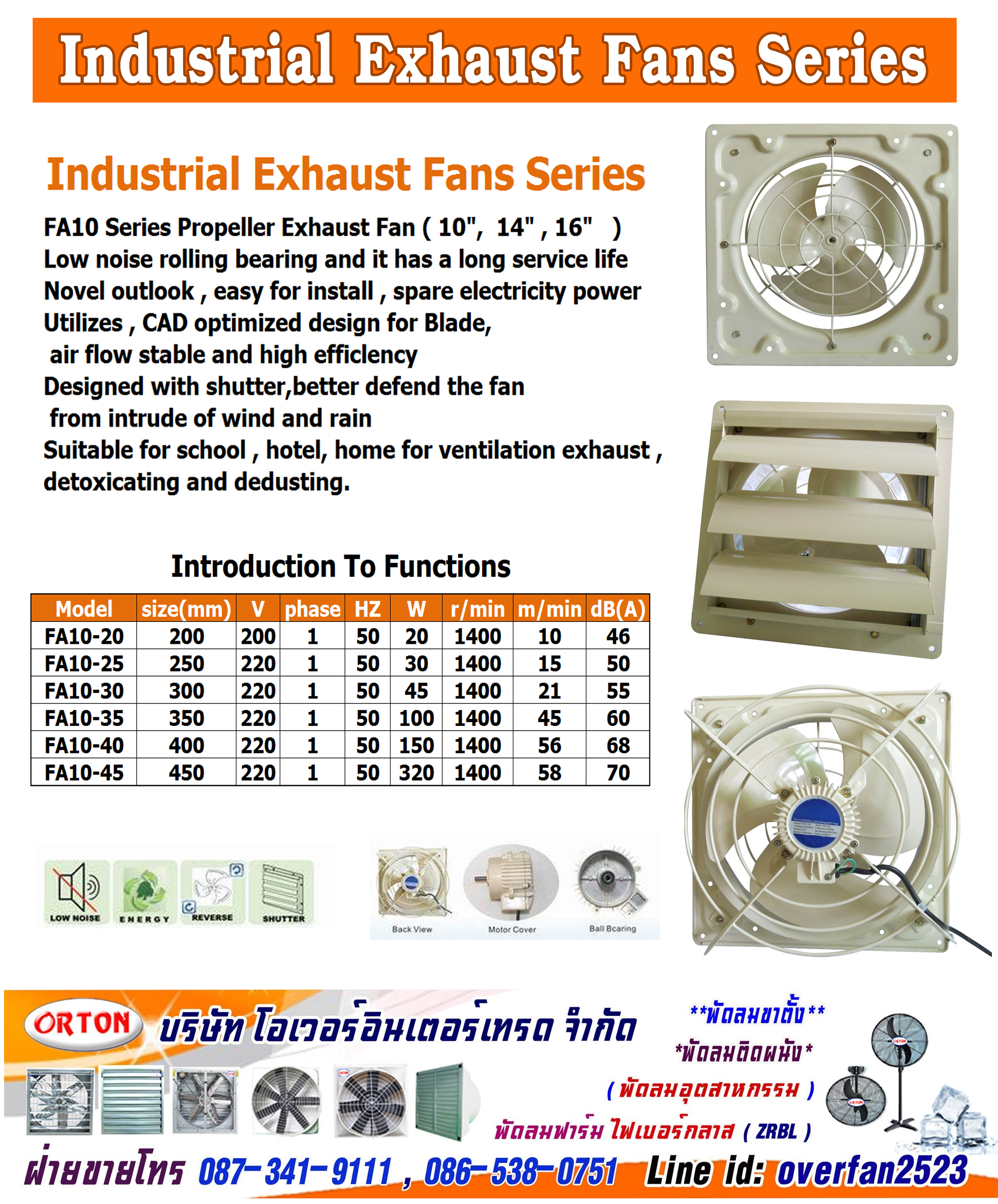 พัดลมฟาร์ม Farm Fan 087-341-9111 ขายส่งพัดลมฟาร์มไก่ ราคาถูก พัดลมฟาร์ม 22 นิ้ว