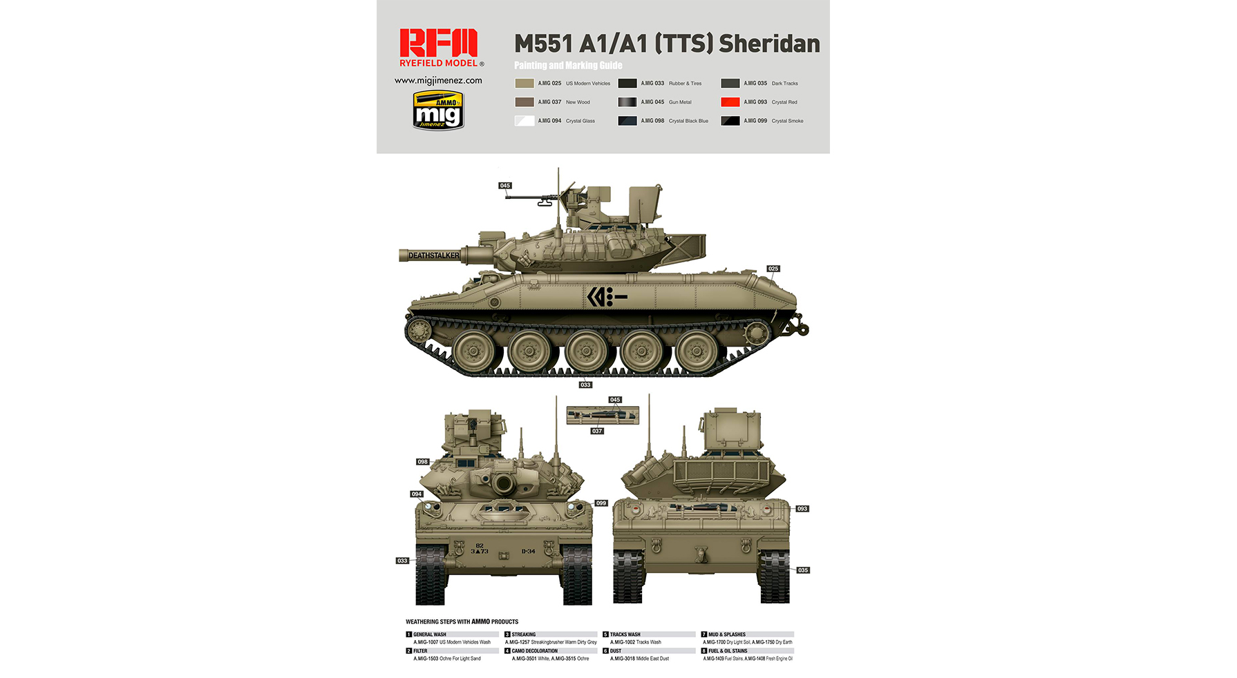 โมเดลรถถัง Ryefield Model (RFM) 1/35 RM-5020 M551A1/ A1TTS Sheridan