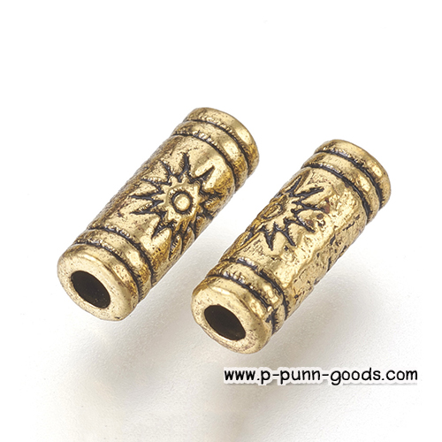ลูกปัดคั่น ทรงกระบอก 9.5x3.5 มม. สีทองโบราณ