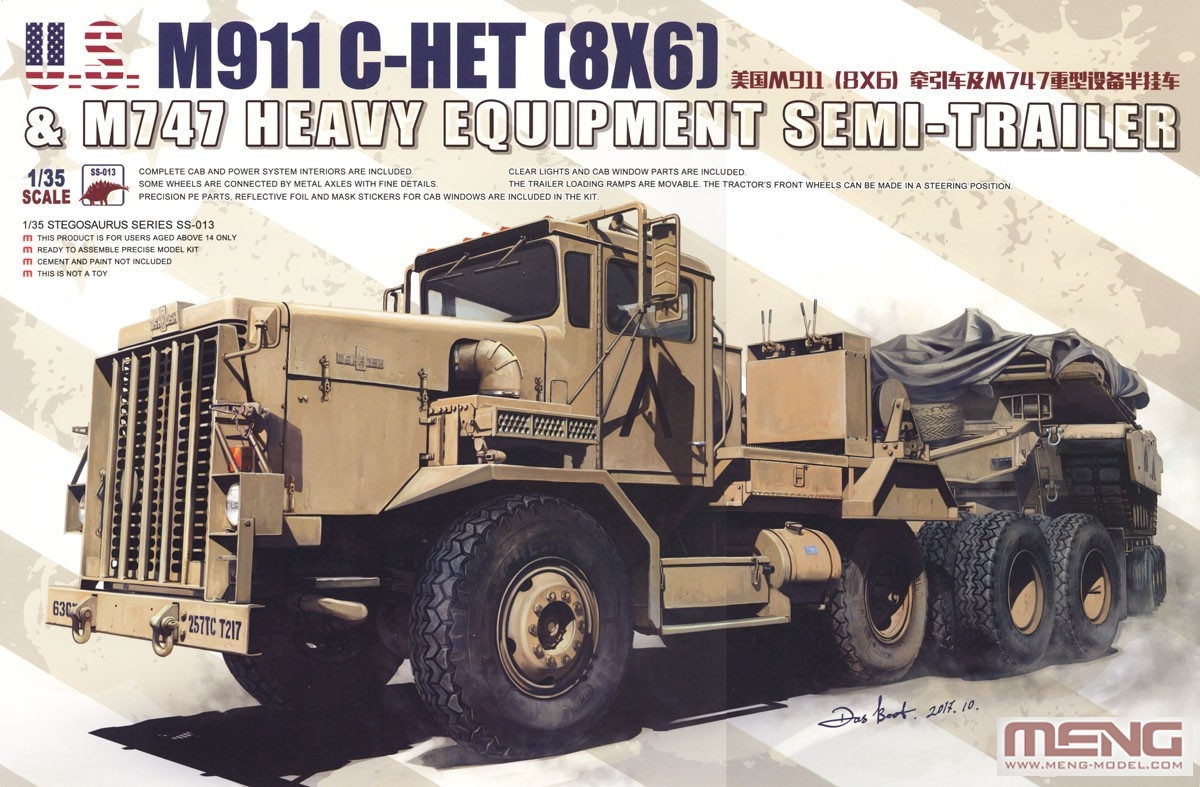 โมเดลรถบรรทุก Meng Model ขนาด 1/35 SS-013 U.S. M911 C-HET(8X6) & M747 Heavy Equipment Semi-Trailer