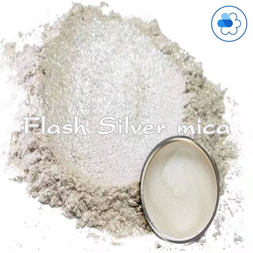 Color Silver : Flash Silver mica pearlescent pigment/ สีบอนซ์เงินประกายมุก / สีไมก้า ผงละเอียดมีประกาย
