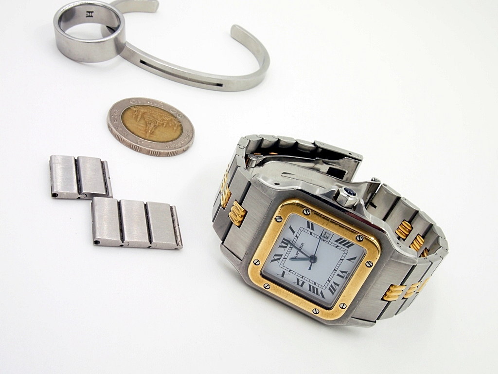 Cartier Santos Date Automatic Two Tone 18k Gold Stainless Steel