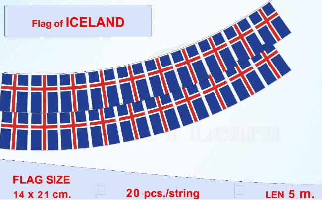 ธงชาติประเทศไอซ์แลนด์ (ธงราวไอซ์แลนด์) Iceland Flag Small Flag Decoration ธงชาติประเทศไอซ์แลนด์ สำหรับประดับตกแต่งในงาน ตกแต่งสถานที่ ราคาถูก