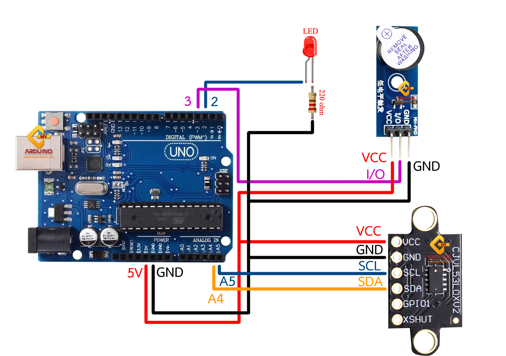  Arduino VL53L0X V2 Laser Ranging Distance Sensor 