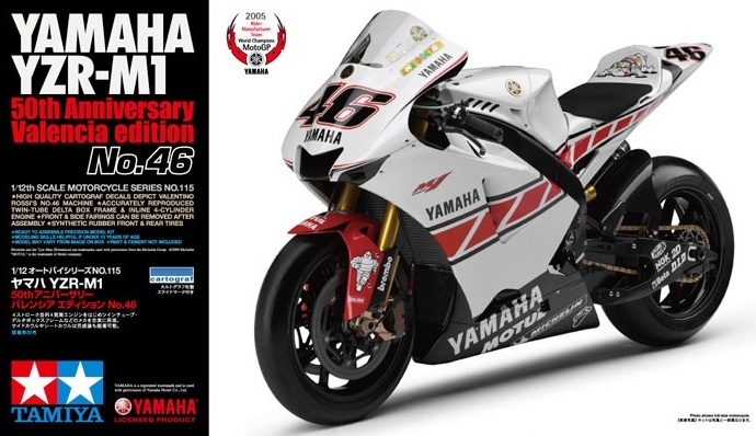 โมเดลมอเตอร์ไซด์ทามิย่า ขนาด 1/12 Tamiya TA14115 Yamaha YZR-M1 50th Anniversary Valencia edition No.46