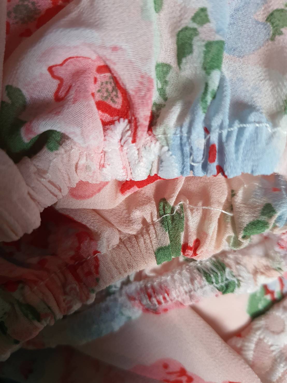 FF05528 เสื้อผ้าชีฟอง มือสอง สีชมพูลายดอก