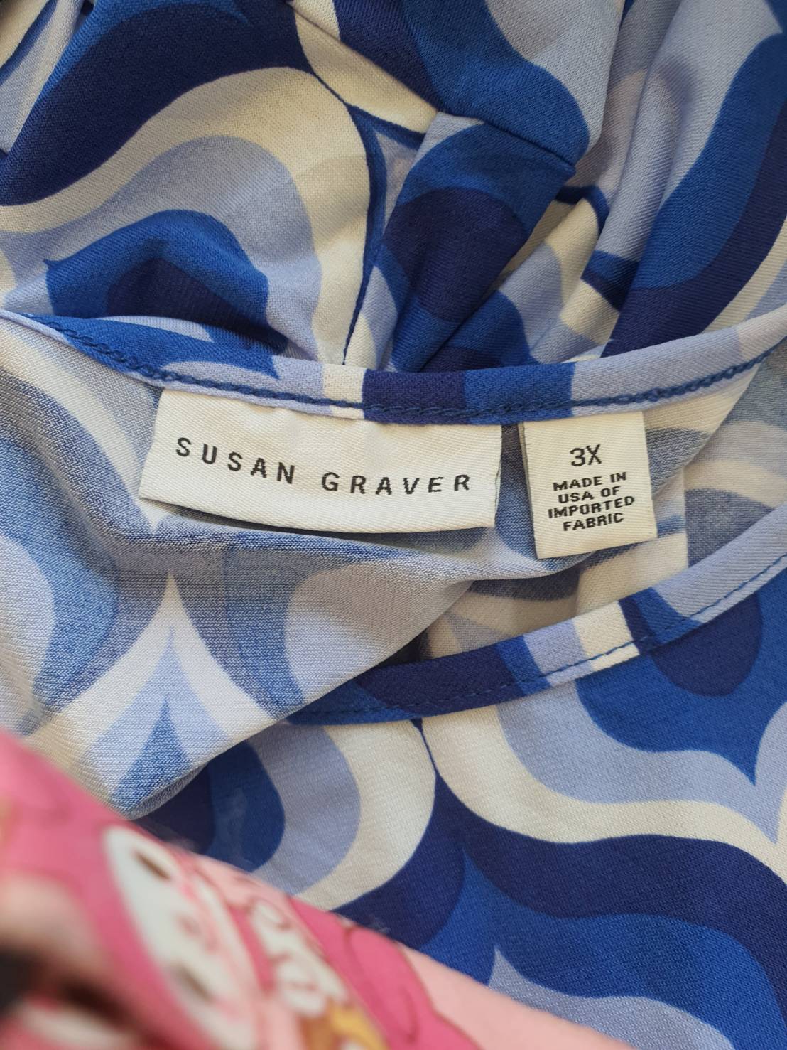 FF04908 เสื้อผ้ามือสอง สีฟ้าลาย แบรนด์ susan graver อก 55 -60 นิ้ว