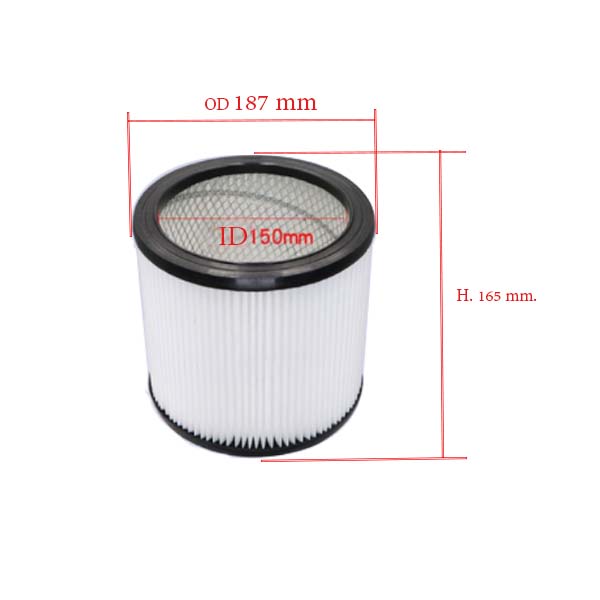 HF0023 ไส้กรองฝุ่น ขนาด 187*165 มิลลิเมตร ID 150 มิลลิเมตร ไส้กรองสำหรับเครื่องดูดฝุ่น ไส้กรองทรงกระบอก (กว้าง18.7สูง16.5ซม.)(V1916) กว้าง 16.5 ซม. ยาว 16.5 ซม. สูง 18.7 ซม.