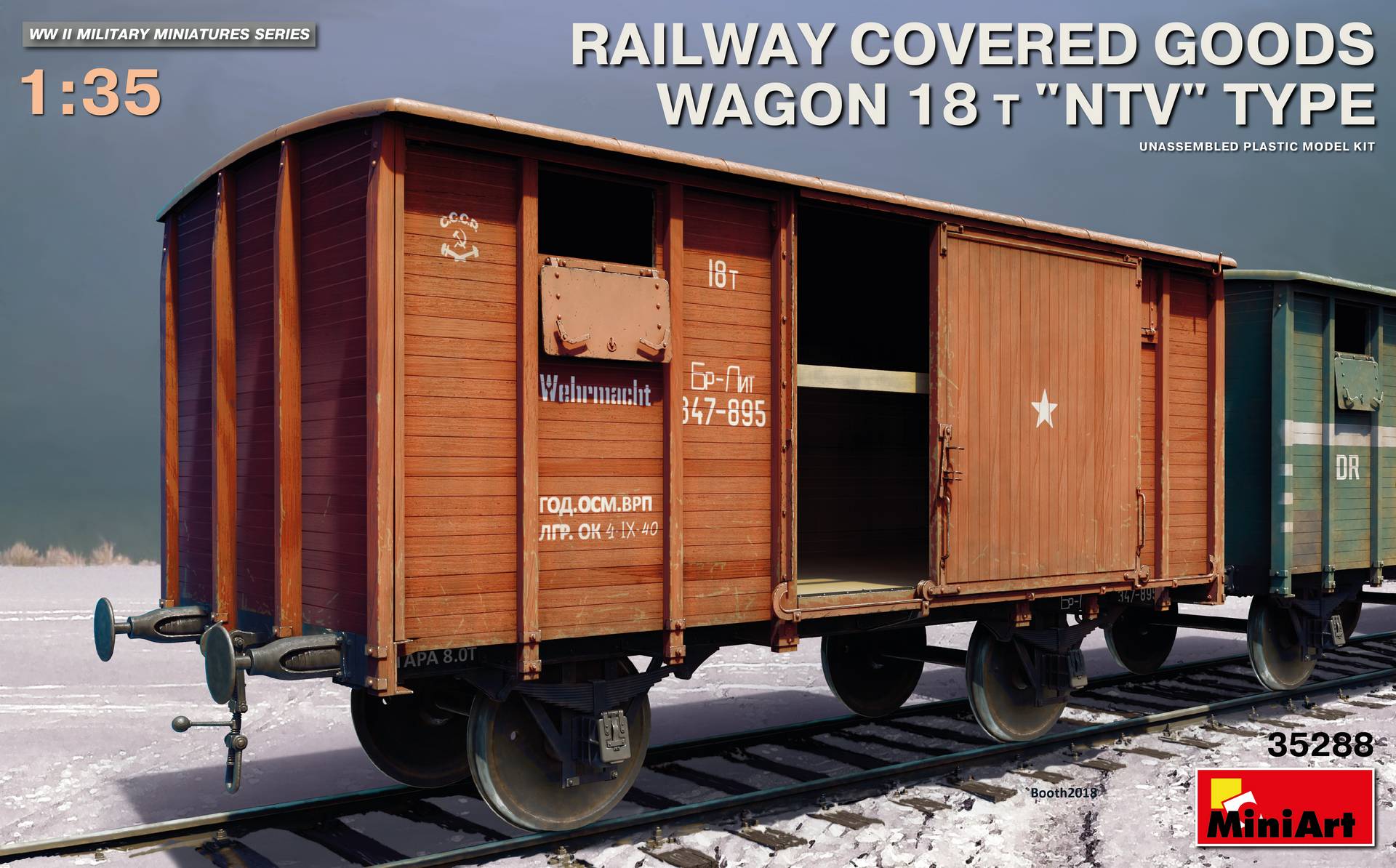 โมเดลตู้รถไฟทหาร MiniArt ขนาด 1/35 MI35288 Railway Covered Goods Wagon 18t “NTV” Type