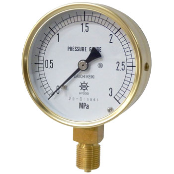 Pressure Gauge : DAIICHI KEIKI : Port 3/8 PF : 75x0.3MPa เกลียวออกล่าง HNT-331A-3MPa